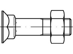 DIN 608 Senkschrauben mit Vierkantansatz und Mutter Stahl 8.8